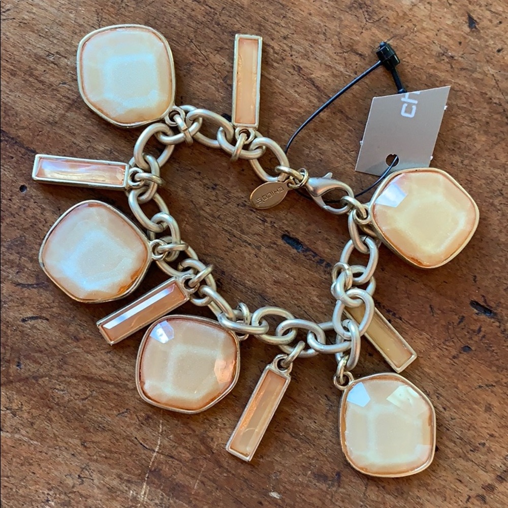 NWOT Chicos Matt gold sparkly charm bracelet